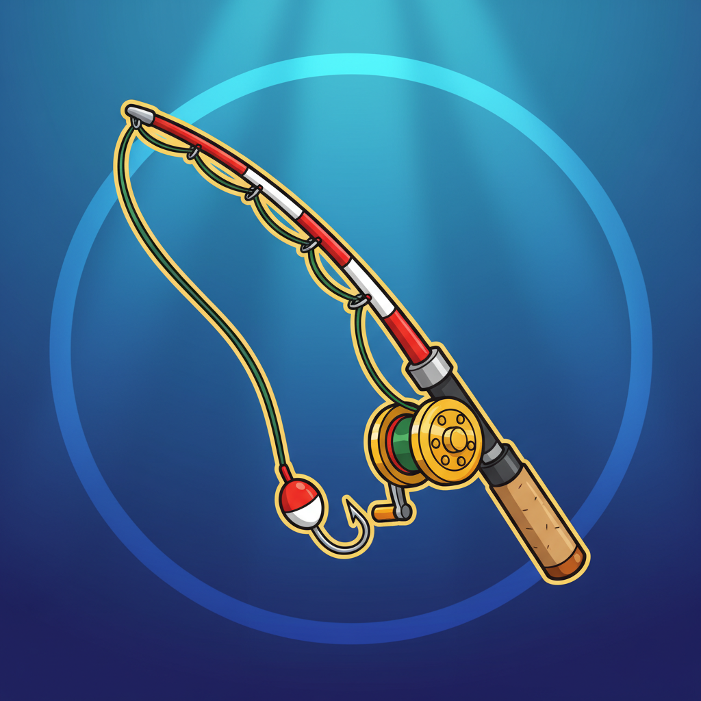 Fishing Rod symbol - red and white fishing rod